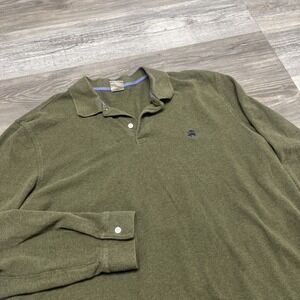 Brooks Brothers Shirt Mens XL Olive Green Cotton Polo Long Sleeve‎ Logo Buffalo